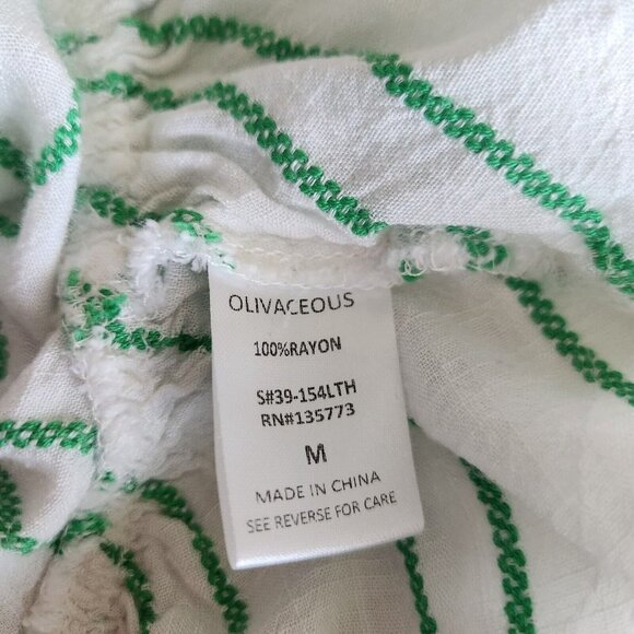 Olivaceous Women Size M Cropped‎ Top Tie Front Stripe Fringe Boho Bell Sleeves - Picture 9 of 13